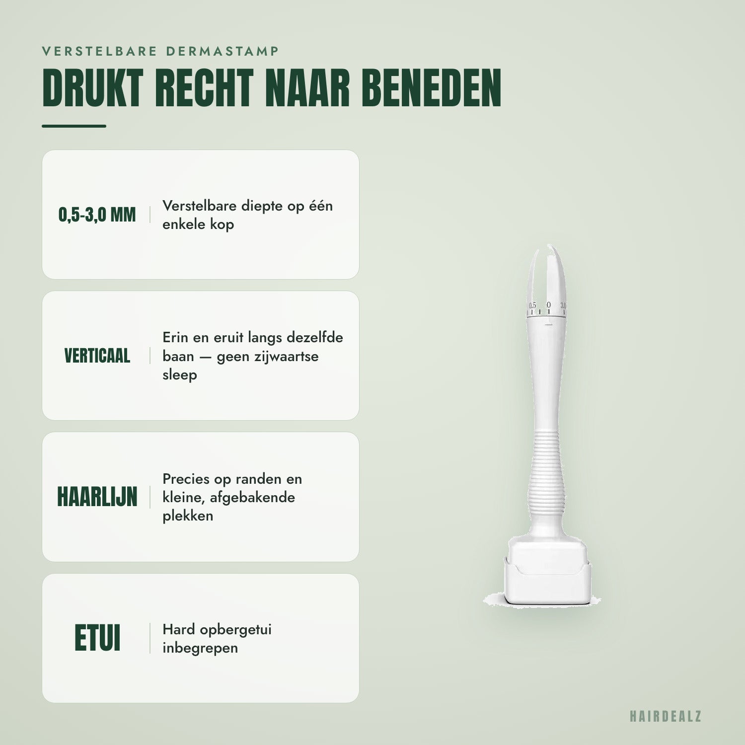 Verstelbare dermastamp — Drukt recht naar beneden