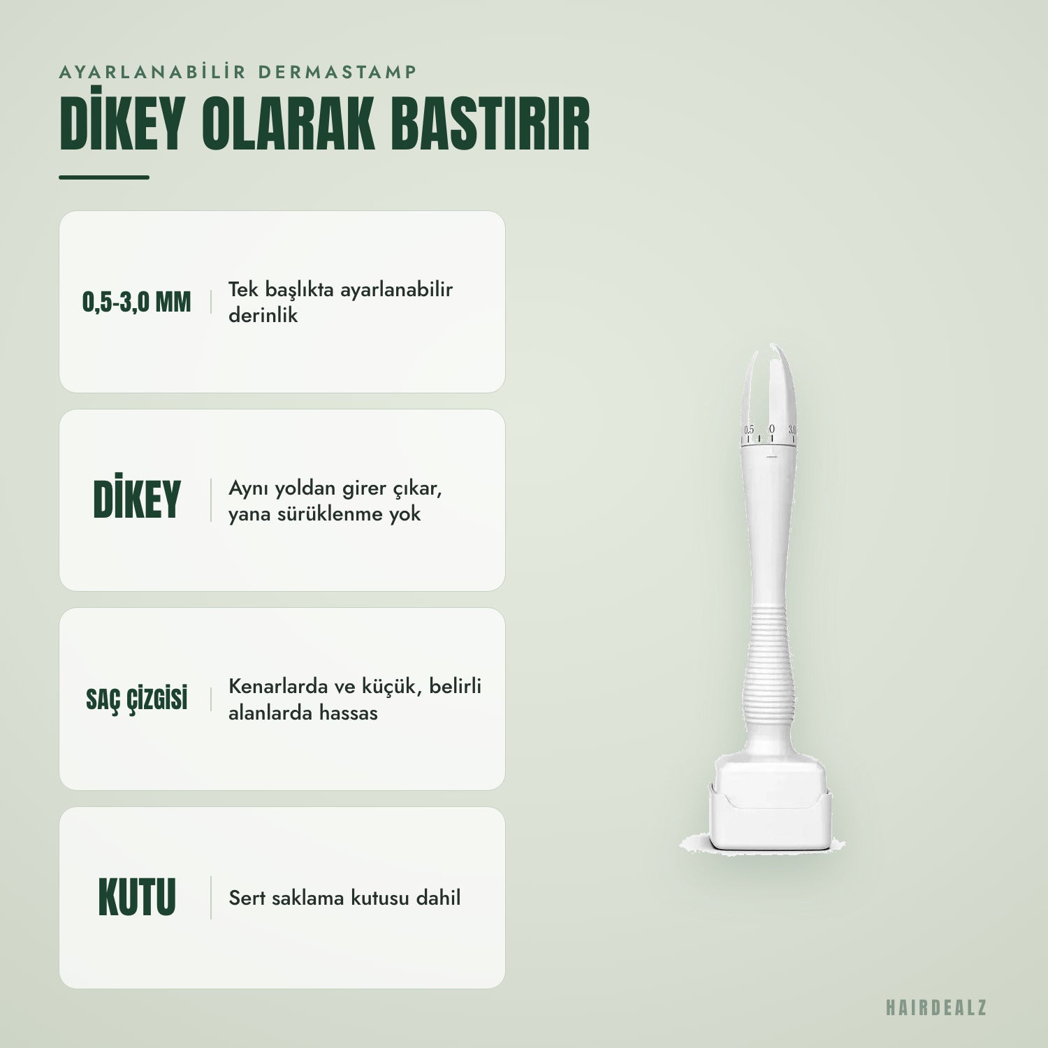 Ayarlanabilir dermastamp — Dikey olarak bastırır
