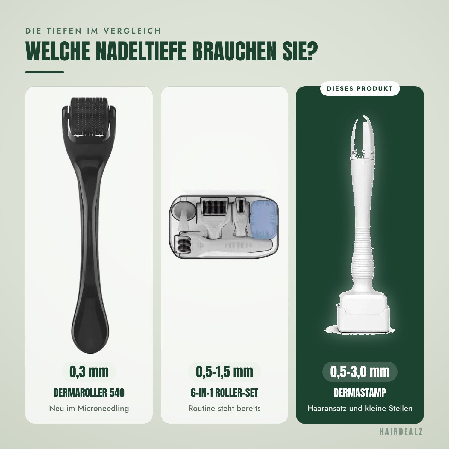 Die Tiefen im Vergleich — Welche Nadeltiefe brauchen Sie?
