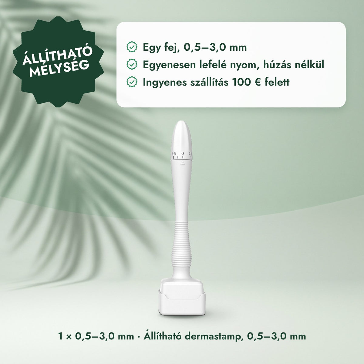 1 × 0,5–3,0 mm · Állítható dermastamp, 0,5–3,0 mm: Állítható mélység
