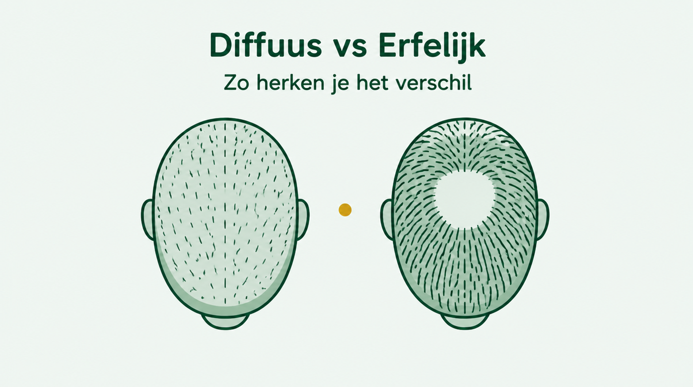 Diffuus dunner wordend haar versus patroonkaalheid