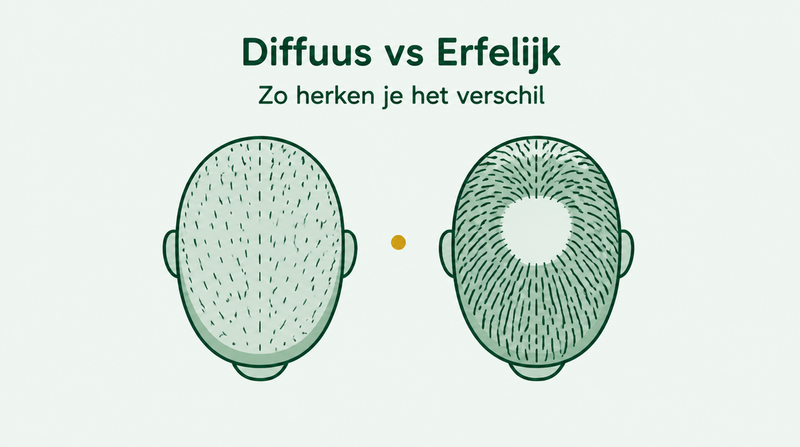 Diffuus dunner wordend haar versus patroonkaalheid