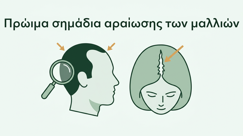 Πρώιμα σημάδια αραίωσης των μαλλιών σε άνδρες και γυναίκες