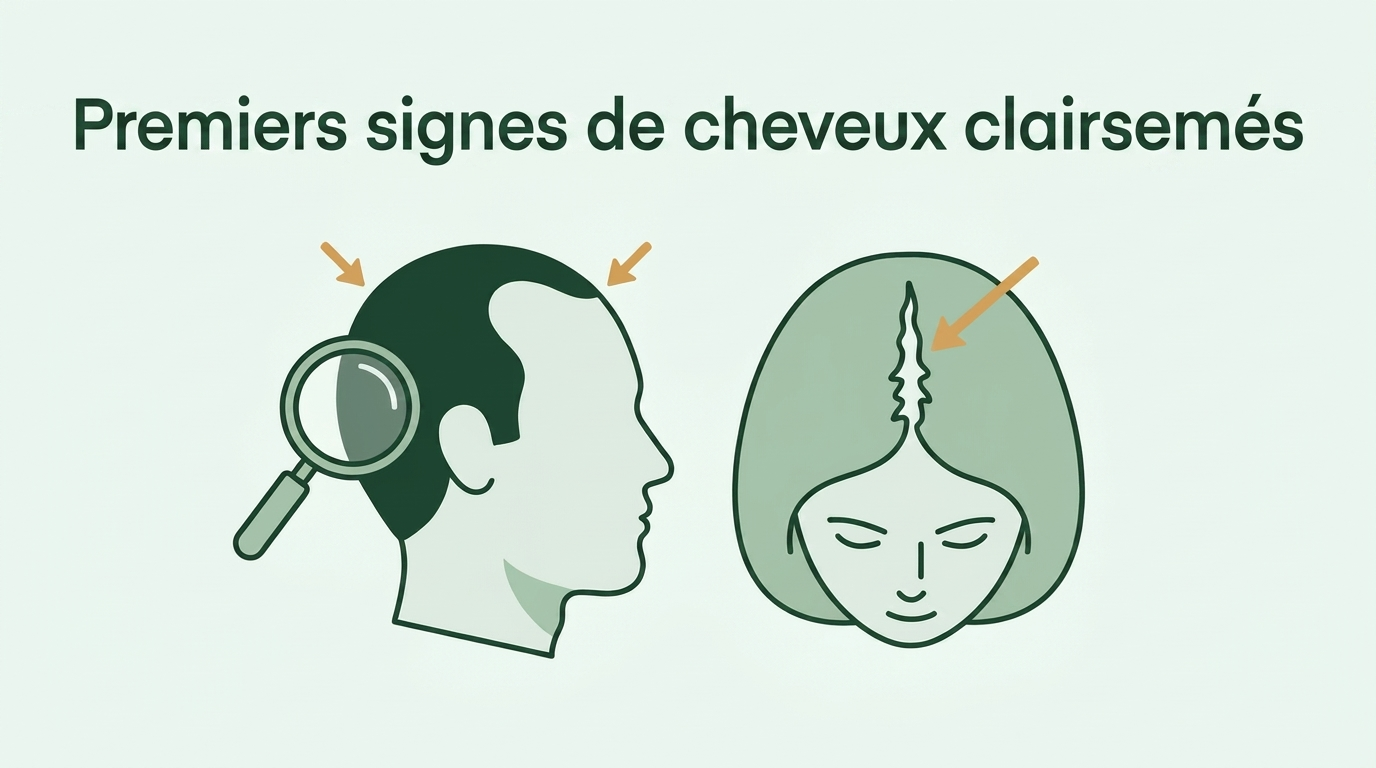 Premiers signes de cheveux clairsemés chez les hommes et les femmes