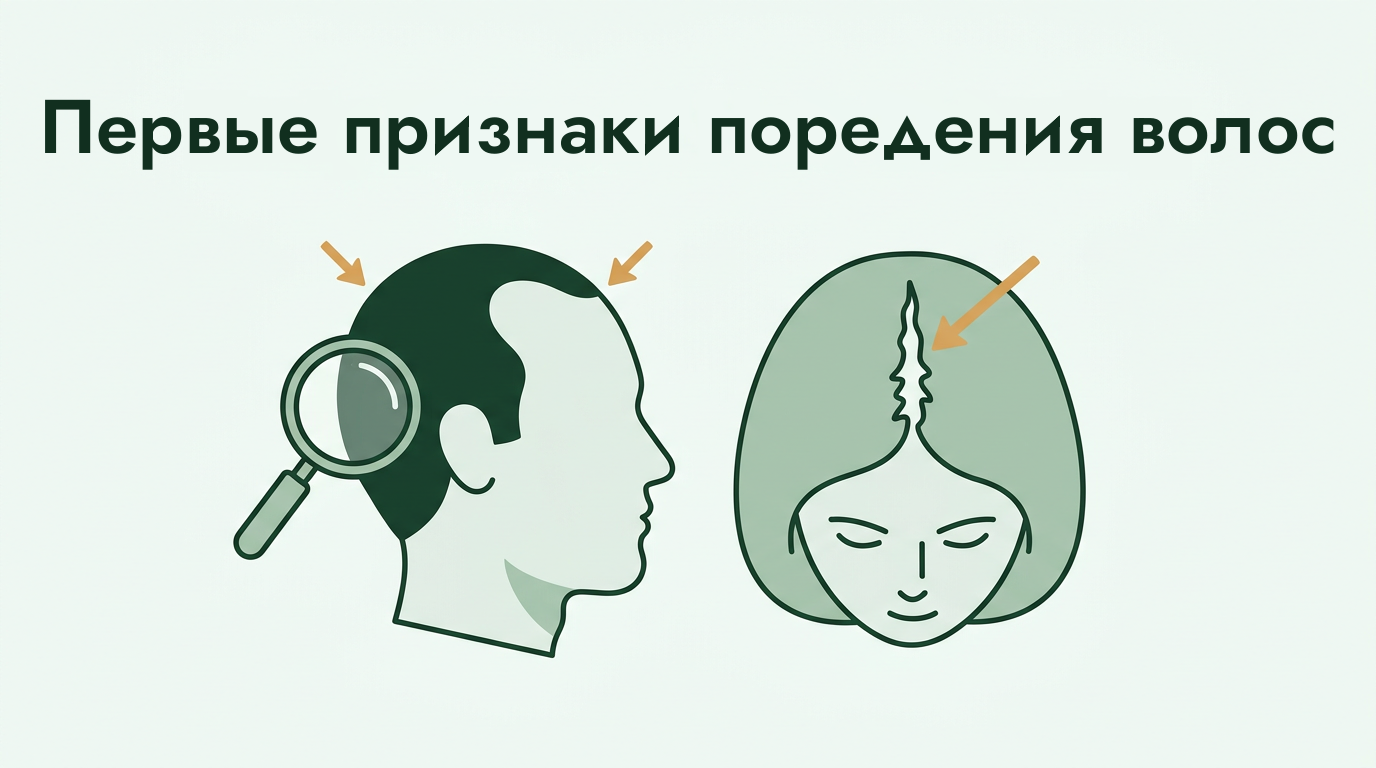 Ранние признаки поредения волос у мужчин и женщин