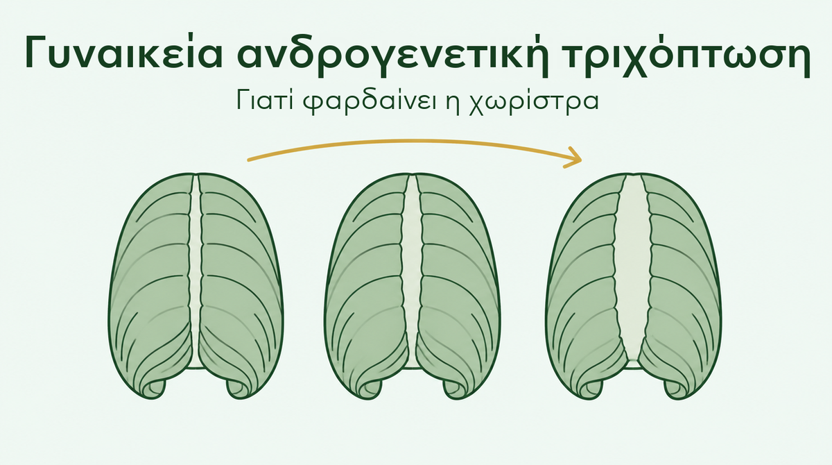 Γυναικεία τριχόπτωση και η διεύρυνση της χωρίστρας