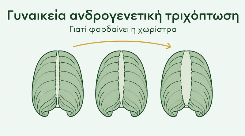 Γυναικεία τριχόπτωση και η διεύρυνση της χωρίστρας