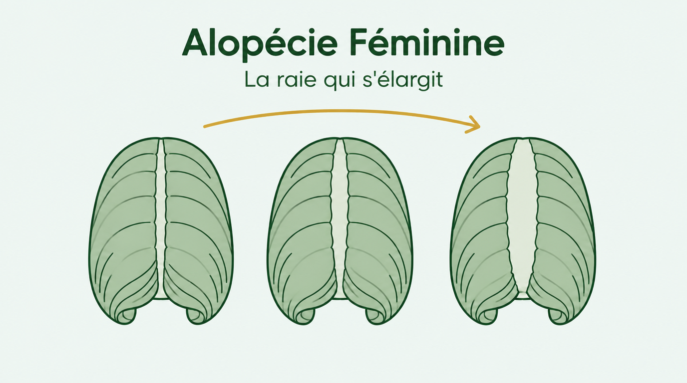 Chute de cheveux féminine et élargissement de la raie
