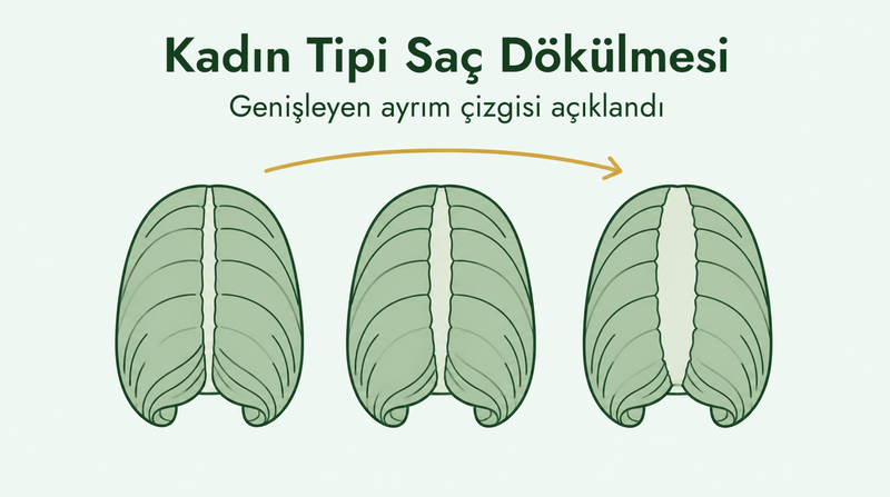 Kadın tipi saç dökülmesi ve genişleyen ayrım çizgisi