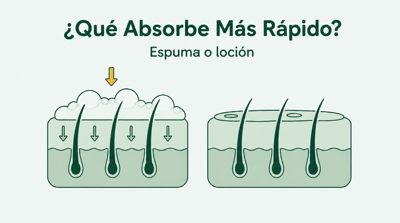 ¿Se absorbe mejor la espuma de minoxidil que la loción?