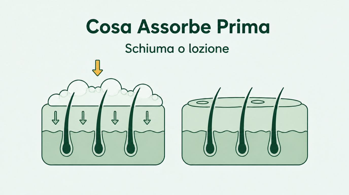 La schiuma di minoxidil si assorbe meglio della lozione?