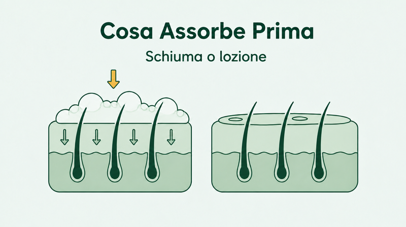 La schiuma di minoxidil si assorbe meglio della lozione?