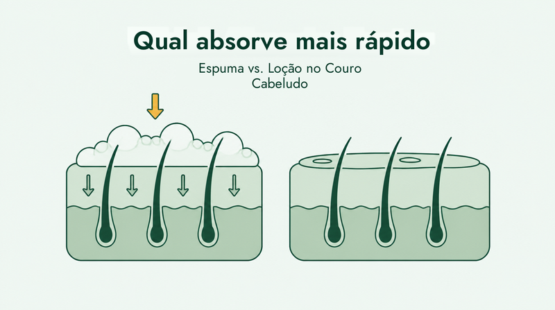 A espuma de minoxidil absorve melhor do que a loção