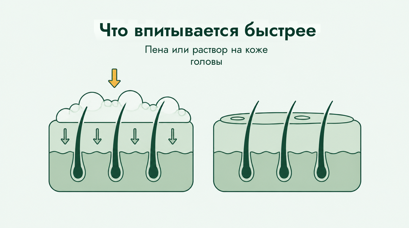 Пена миноксидила впитывается лучше раствора