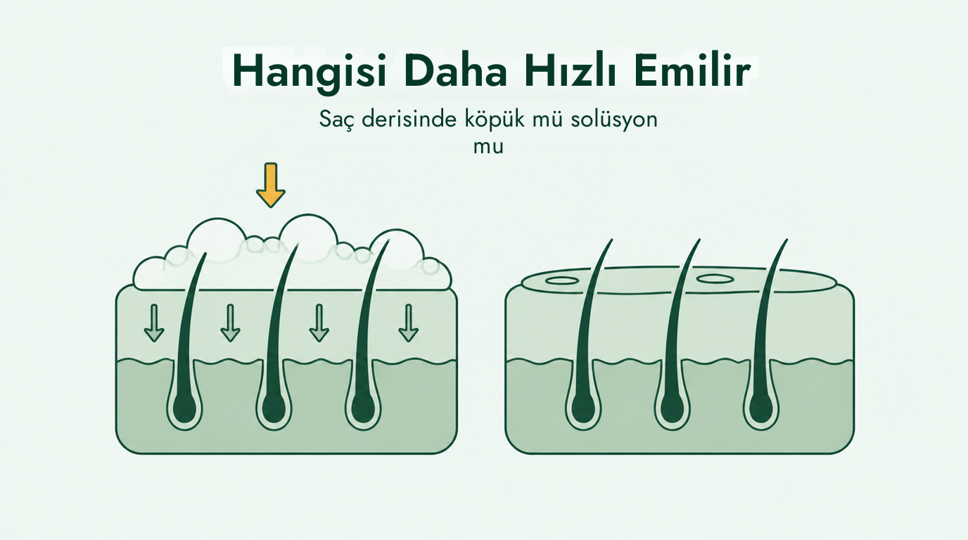 Minoksidil köpük solüsyondan daha mı iyi emilir