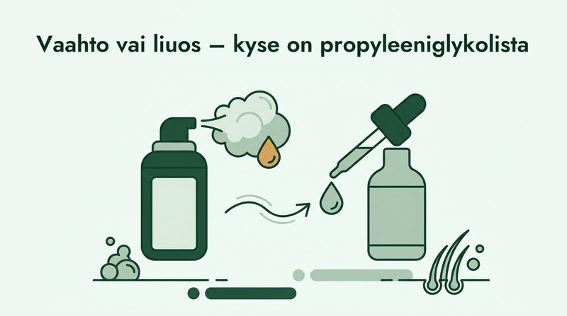 Minoksidiilivaahto vs. liuos