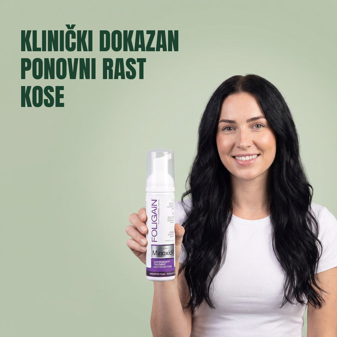 Foligain pjena s minoksidilom 2% za žene - zaliha za 12 mjeseci — pakiranje proizvoda na bijeloj pozadini