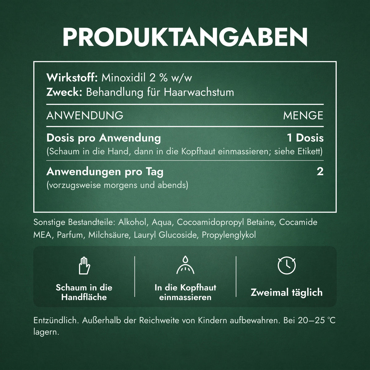 Produktangaben: Foligain Minoxidil 2 % Schaum für Frauen