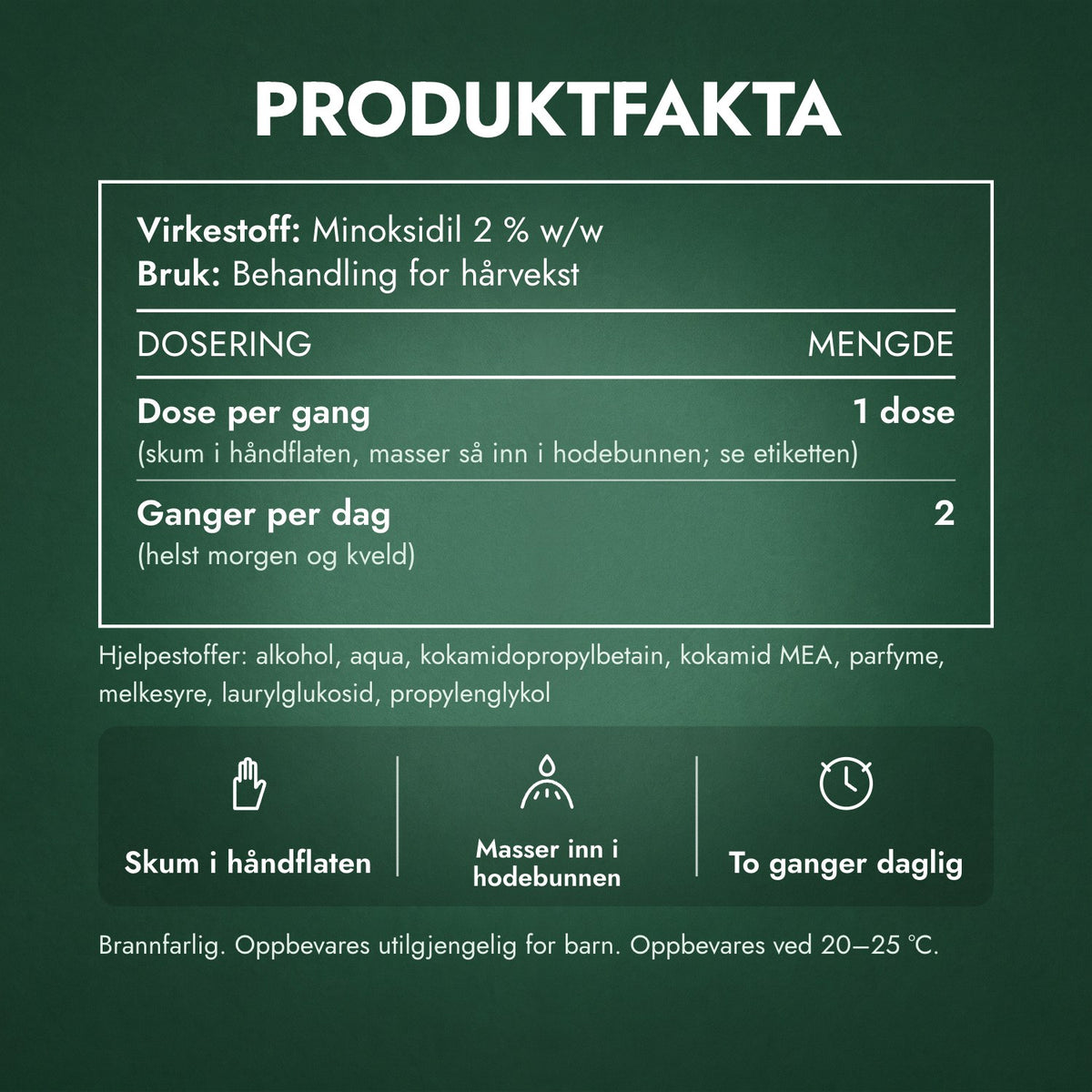 Produktfakta: Foligain minoksidil 2 % skum for kvinner