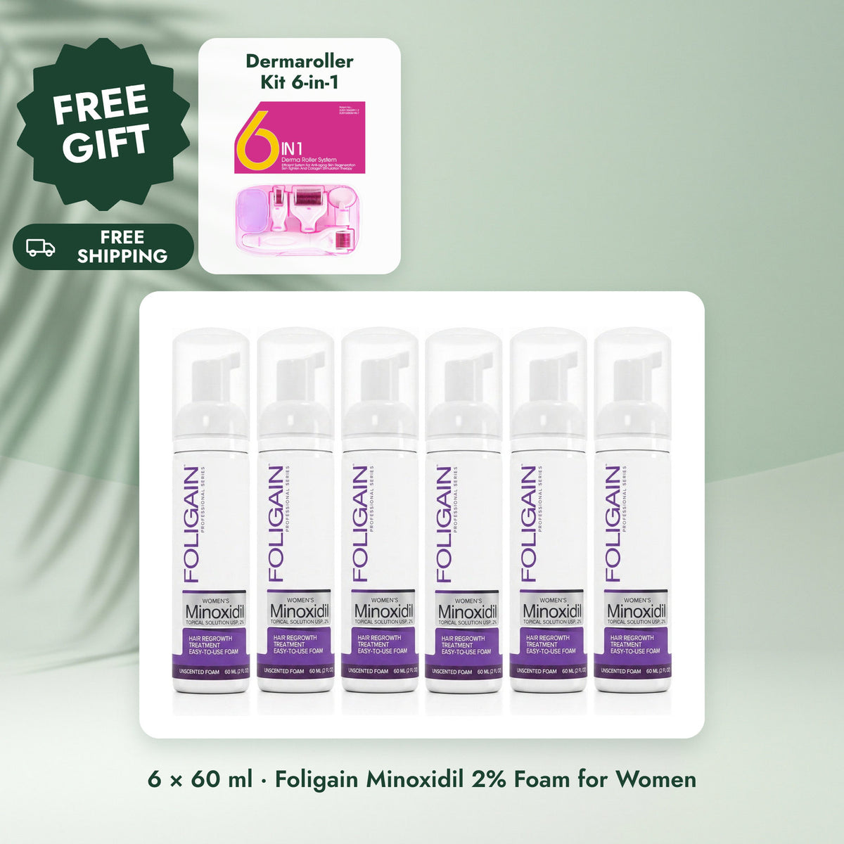 Foligain Minoxidil 2% Foam for Women: Foligain Minoxidil Foam 2% for Women - 6 Month Supply
