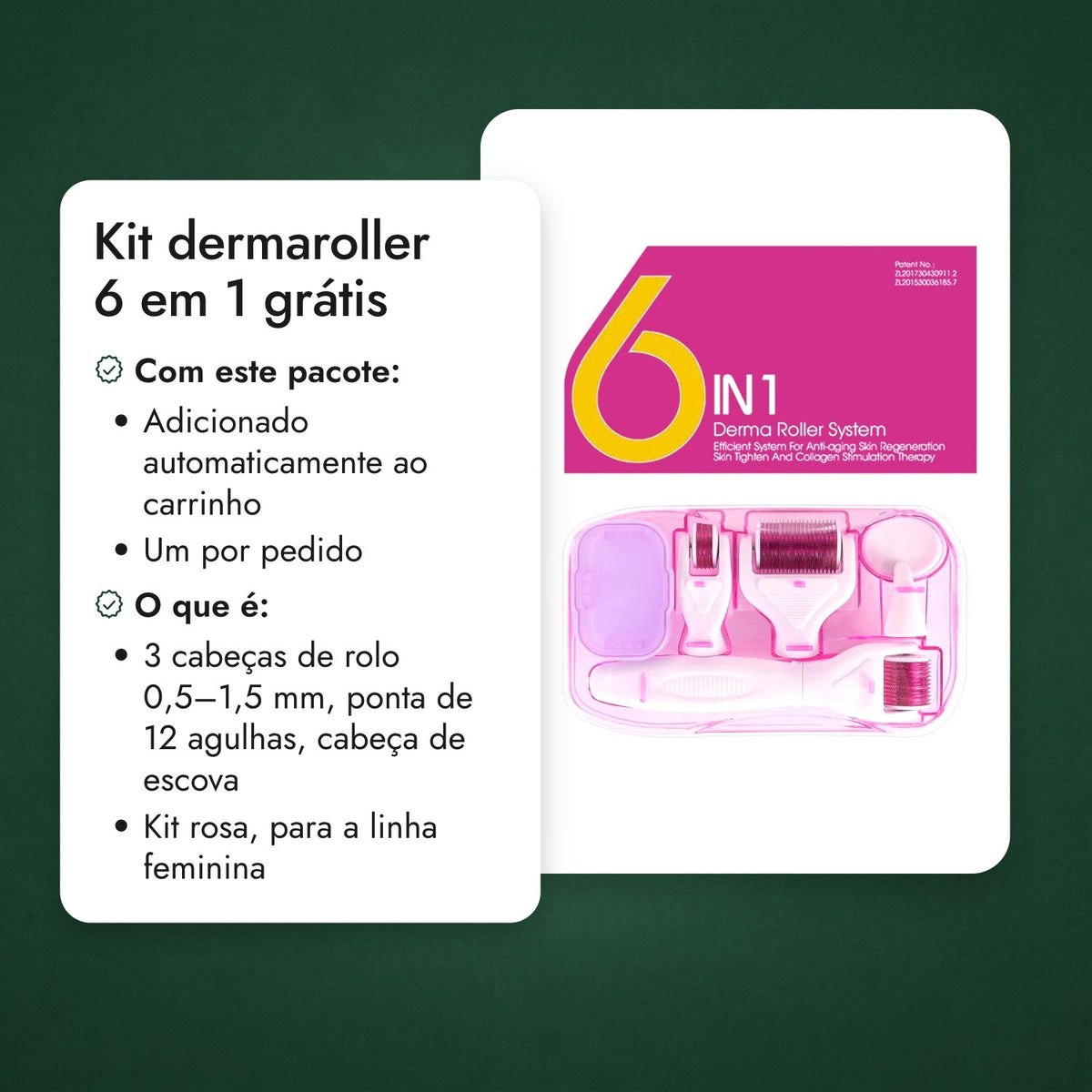 Kit dermaroller 6 em 1 grátis