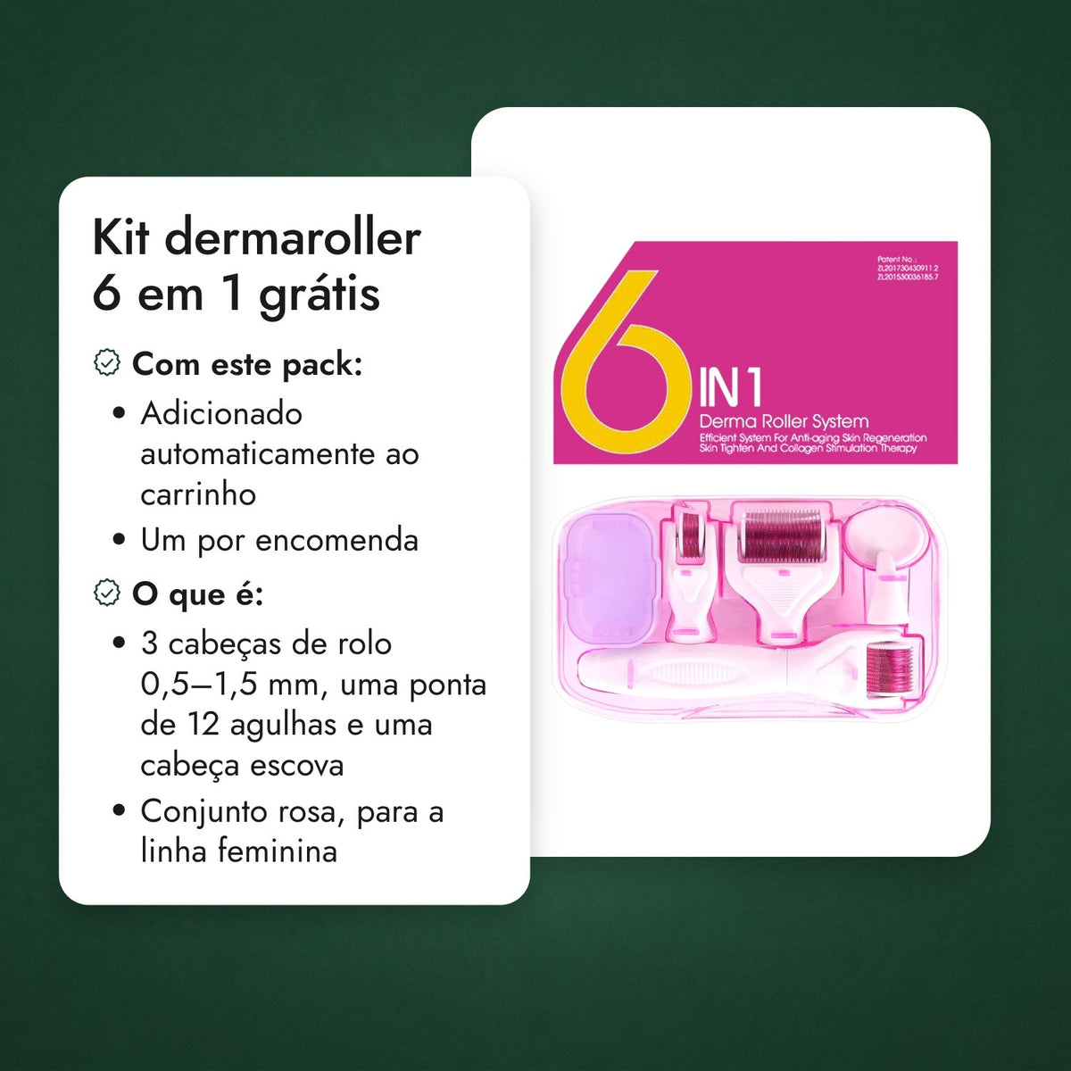 Kit dermaroller 6 em 1 grátis