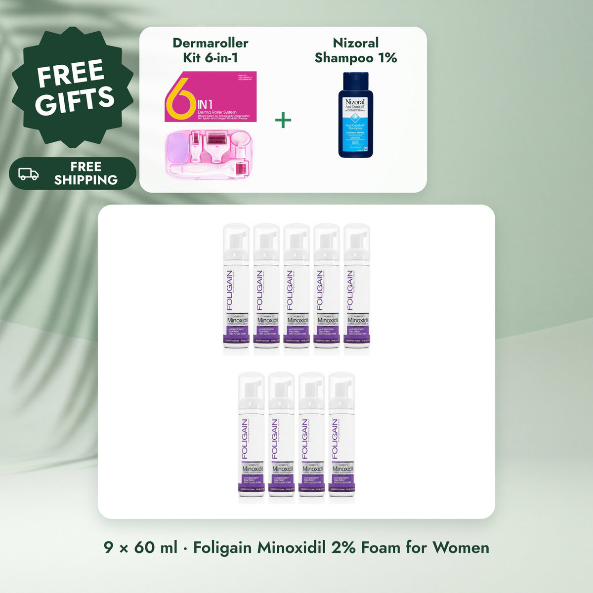 Foligain Minoxidil 2% Foam for Women: Foligain Minoxidil Foam 2% for Women - 9 Month Supply