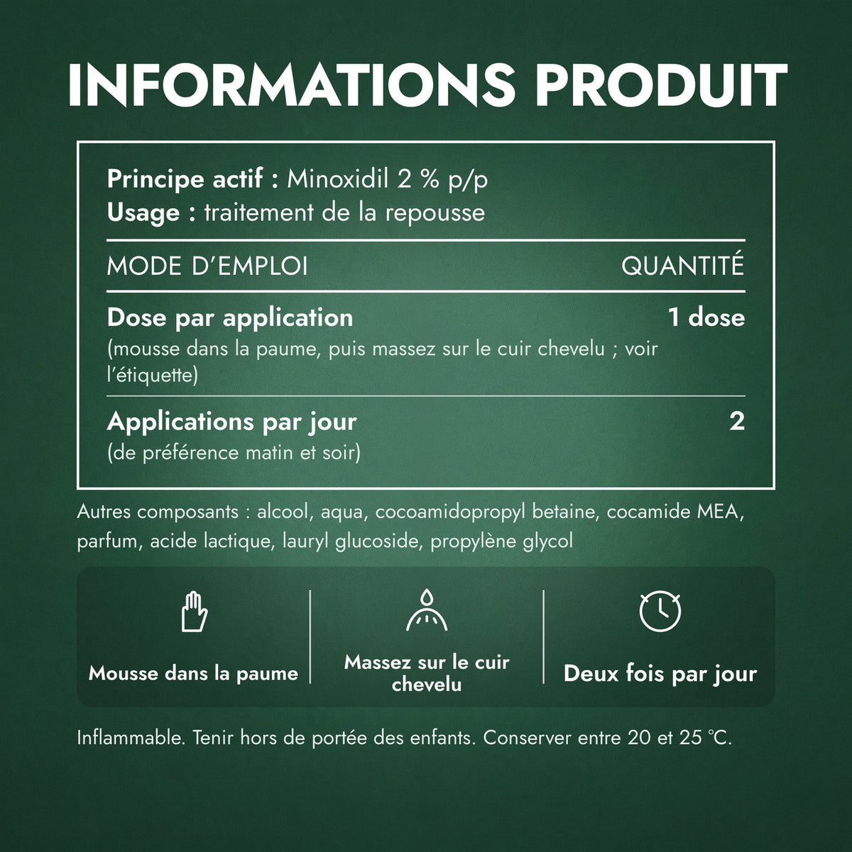 Informations produit: Foligain Minoxidil 2 % mousse pour femmes