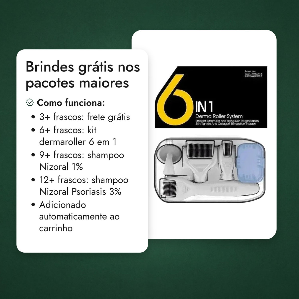 Brindes grátis nos pacotes maiores