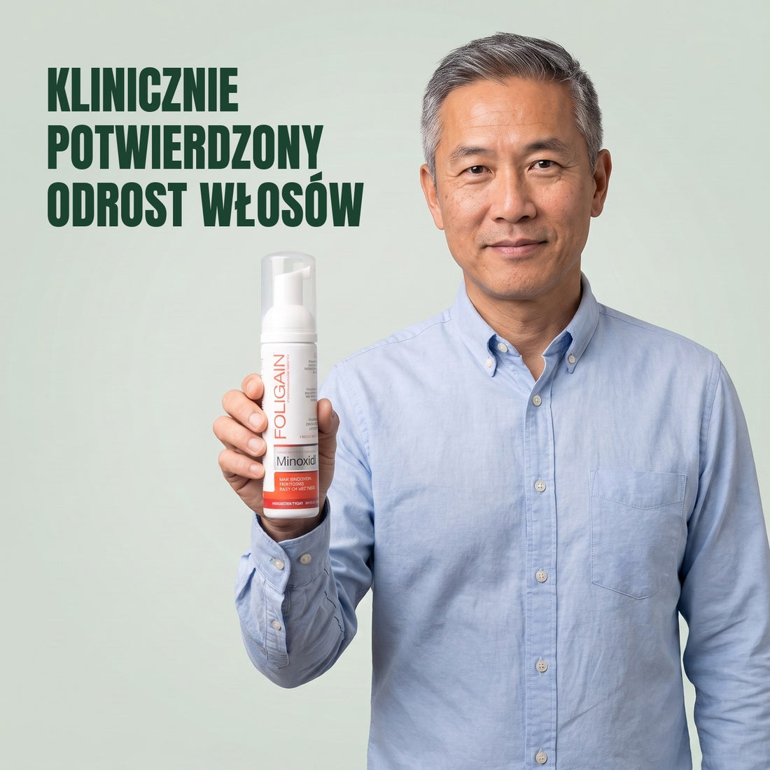 Foligain Pianka z Minoksydylem 5% dla Mężczyzn - Zapas na 6 miesięcy — opakowanie produktu na białym tle