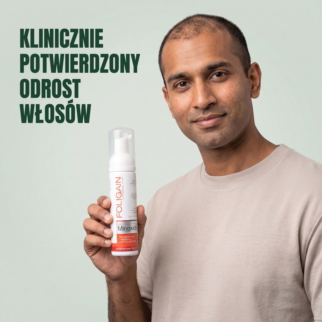 Foligain Pianka z Minoksydylem 5% dla Mężczyzn - Zapas na 9 miesięcy — opakowanie produktu na białym tle