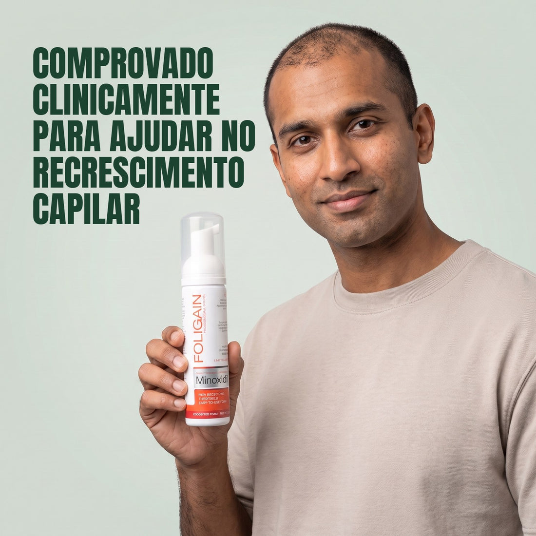 Espuma de Minoxidil Foligain 5% para Homens - Suprimento para 9 Meses — embalagem do produto em fundo branco
