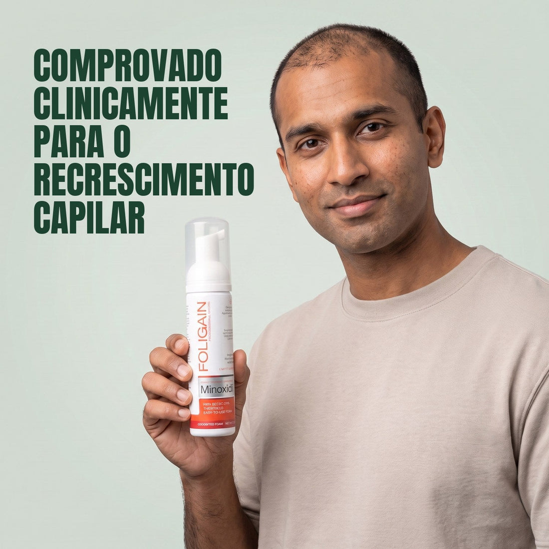 Espuma de Minoxidil Foligain 5% para Homens - Suprimento para 9 Meses — embalagem do produto em fundo branco