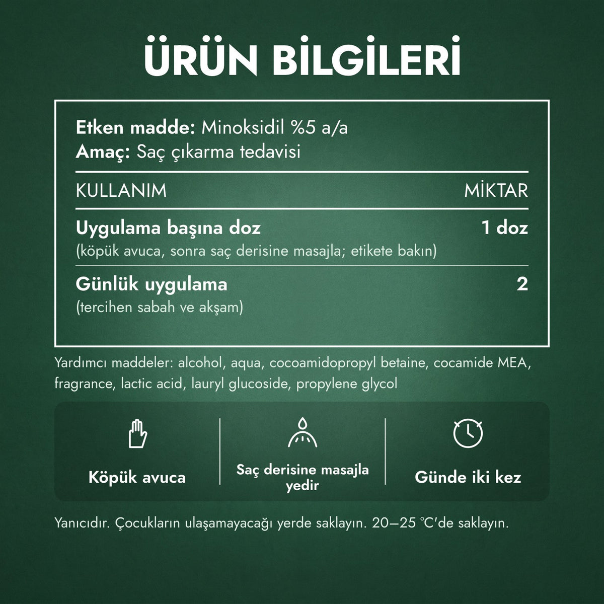 Ürün bilgileri: Erkekler için Foligain %5 Minoksidil Köpük
