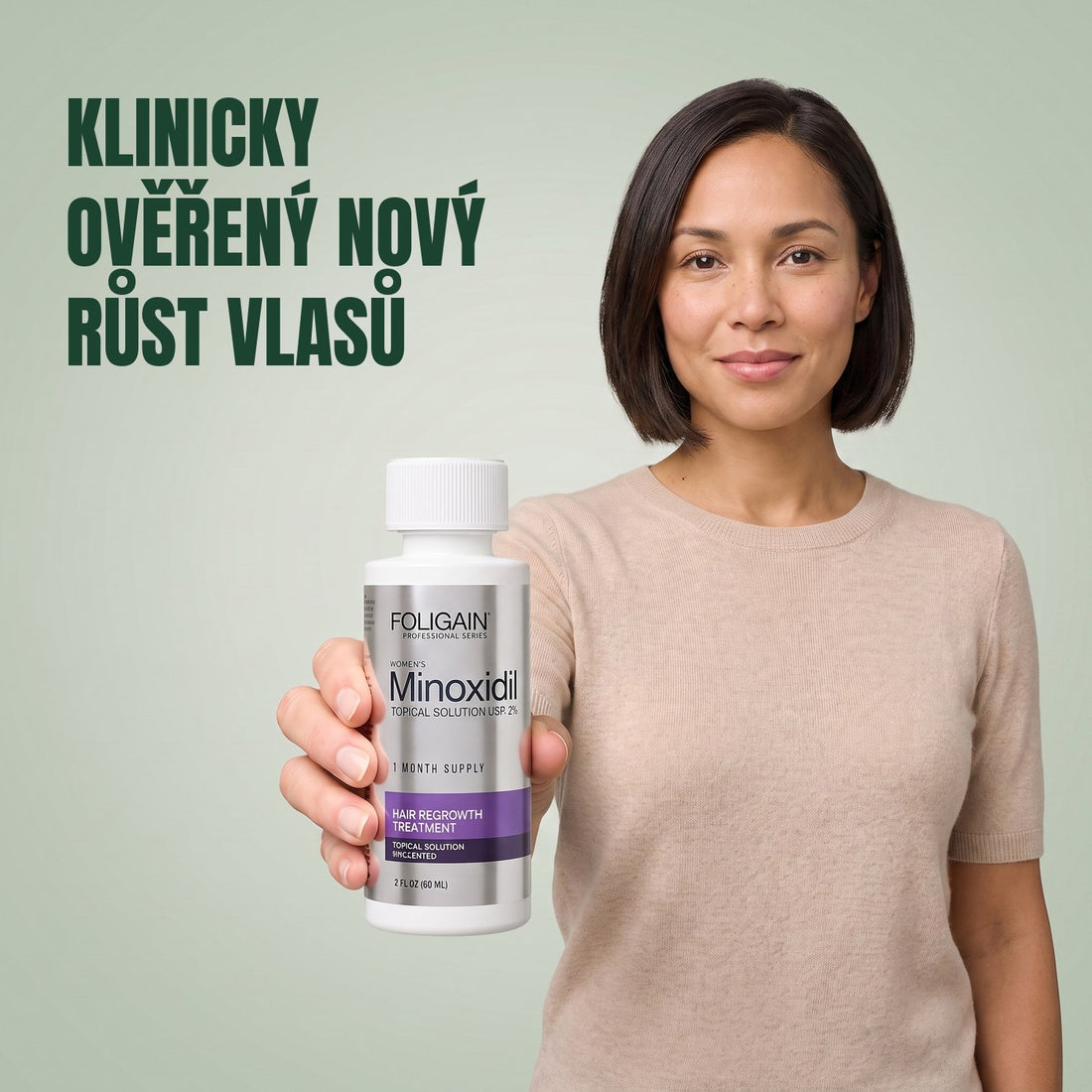 Foligain Minoxidil roztok 2 % pro ženy - zásoba na 12 měsíců — obal produktu na bílém pozadí