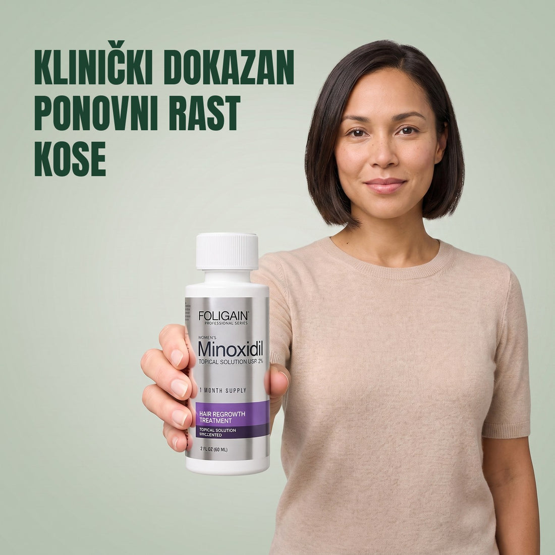 Foligain losion s minoksidilom 2% za žene - zaliha za 12 mjeseci — pakiranje proizvoda na bijeloj pozadini
