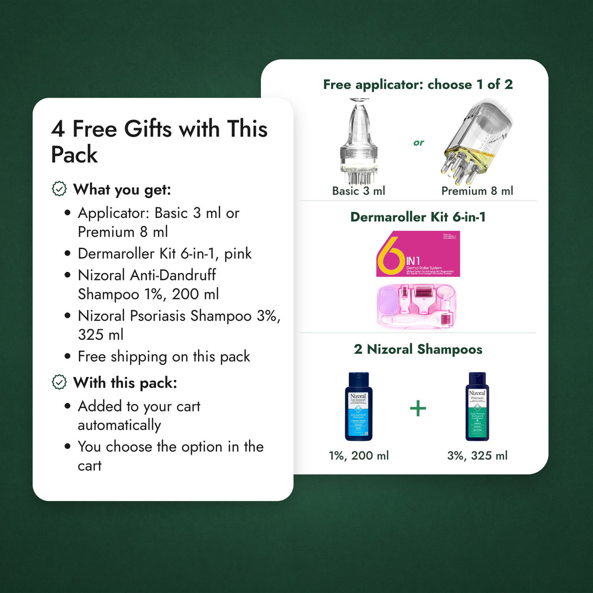 Foligain Women's Minoxidil 2%: free gifts and what goes with it