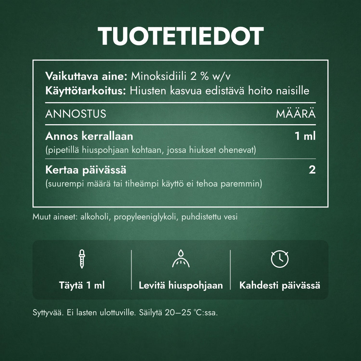 Tuotetiedot: Foligain minoksidiili 2 % naisille