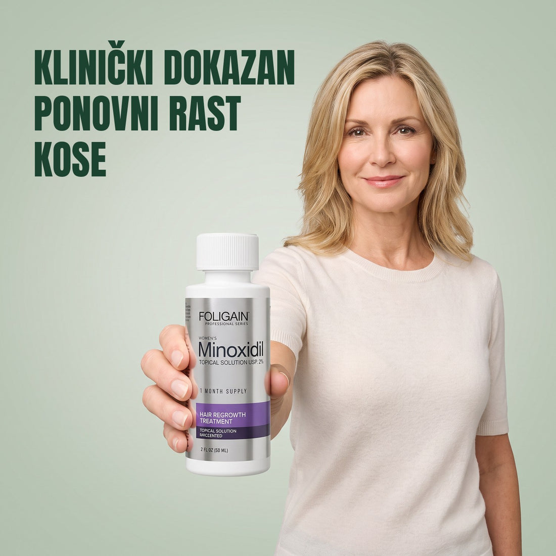 Foligain losion s minoksidilom 2% za žene, kutija za 3 mjeseca s tri boce od 60 ml i kapaljkom