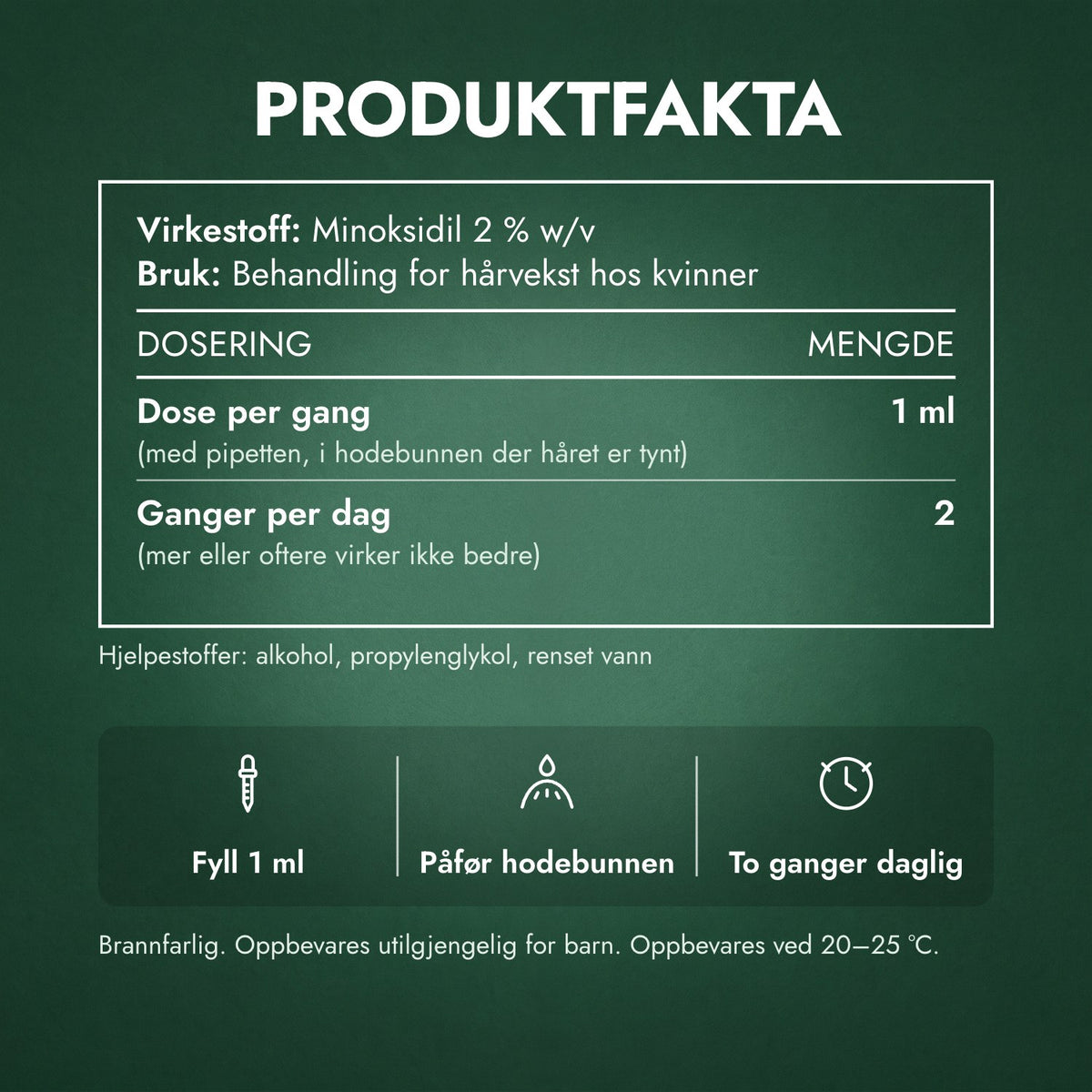 Produktfakta: Foligain minoksidil 2 % for kvinner