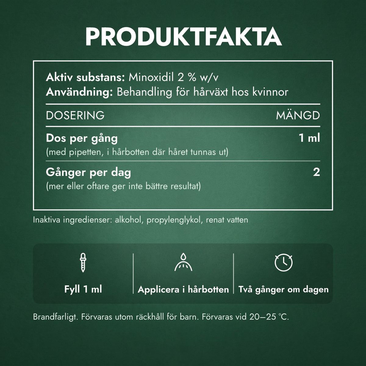 Produktfakta: Foligain Minoxidil 2 % för kvinnor