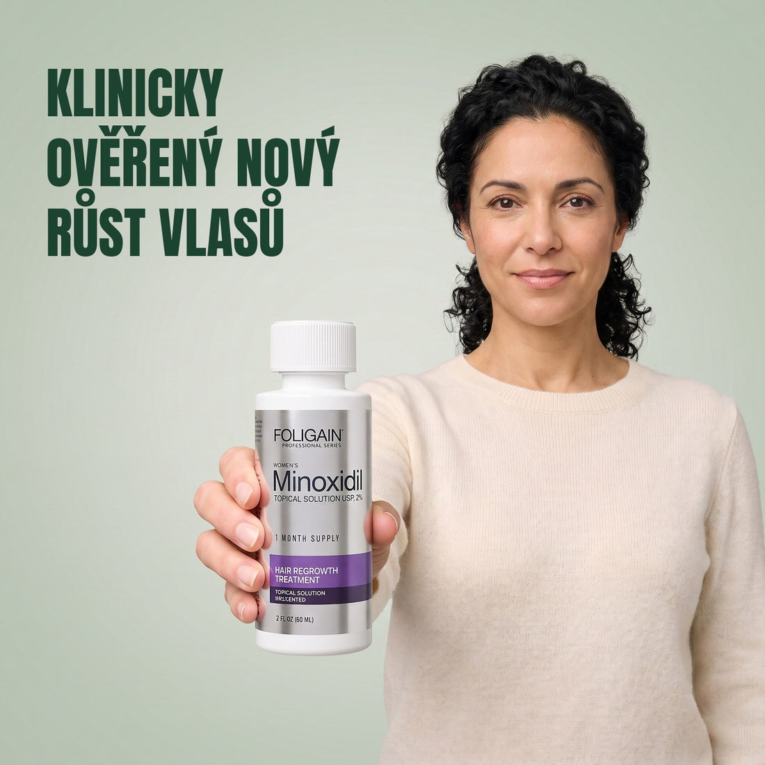 Foligain Minoxidil roztok 2% pro ženy – zásoba na 6 měsíců — obal produktu na bílém pozadí
