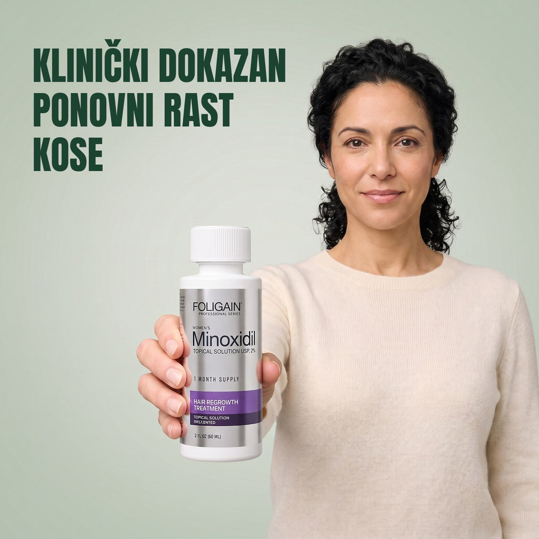 Foligain losion s minoksidilom 2% za žene - zaliha za 6 mjeseci — pakiranje proizvoda na bijeloj pozadini