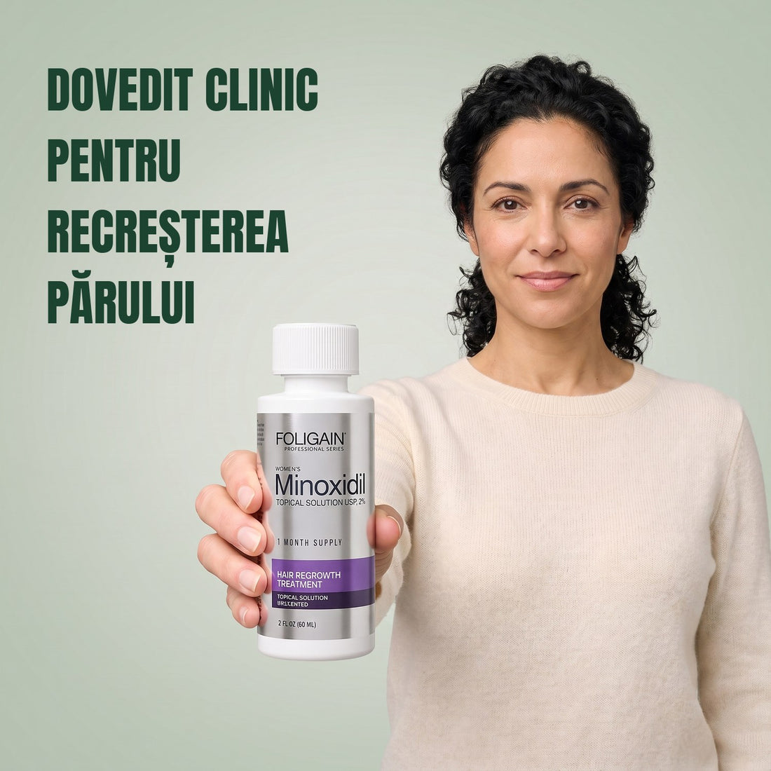 Foligain Minoxidil Loțiune 2% pentru femei - rezervă pentru 6 luni — ambalaj produs pe fundal alb