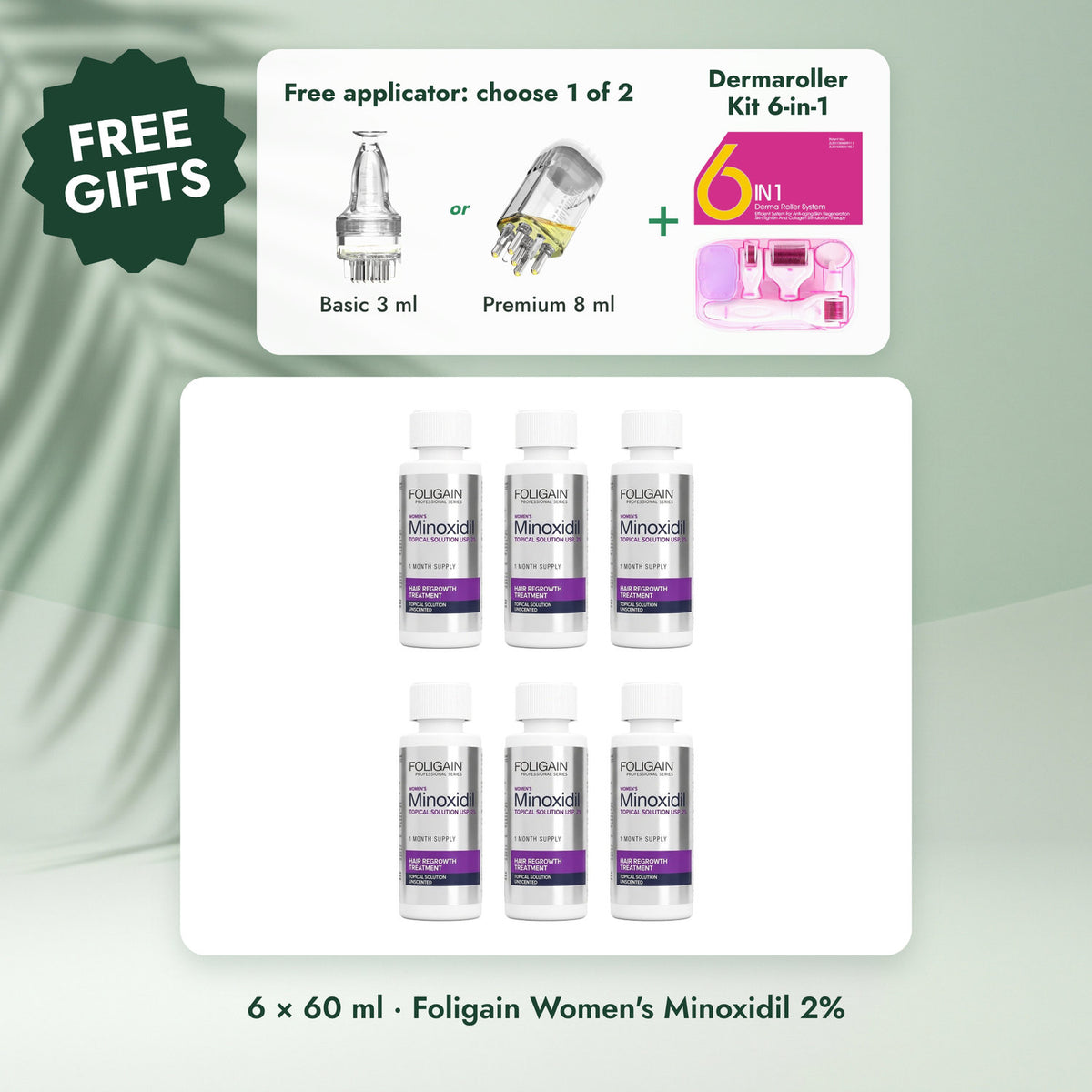 Foligain Women's Minoxidil 2%: Foligain Minoxidil Lotion 2% for Women - 6 Month Supply