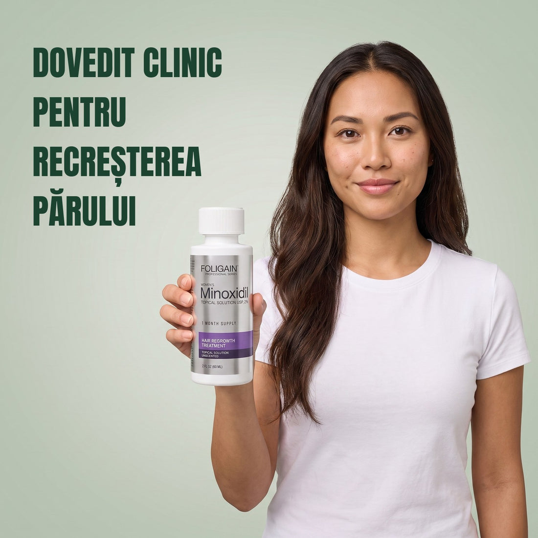 Loțiune Foligain cu Minoxidil 2% pentru femei - rezervă pentru 9 luni — ambalaj produs pe fundal alb