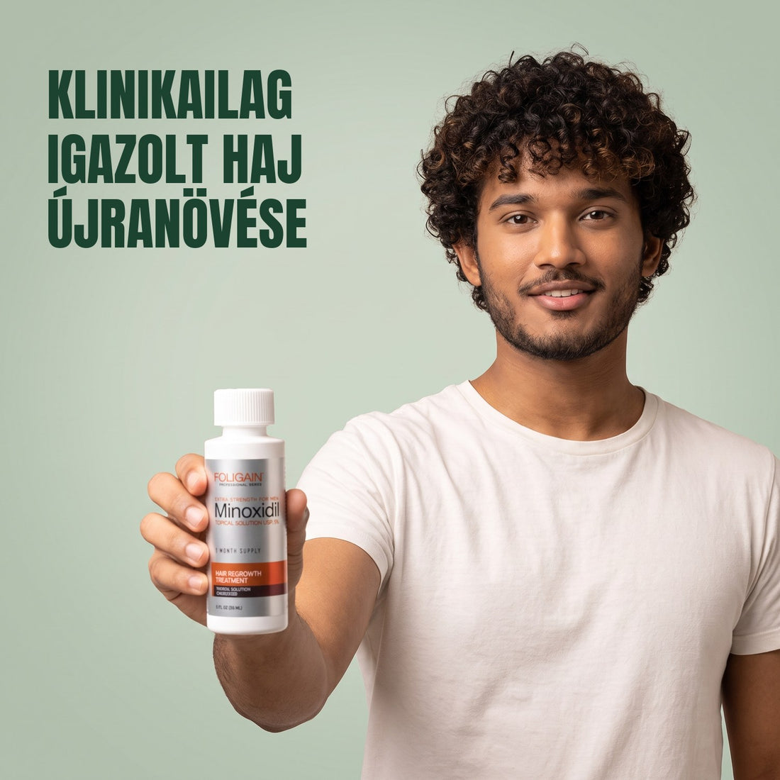 Foligain Minoxidil Lotion 5% for Men 3-month supply box with three 60 ml bottles and dropper