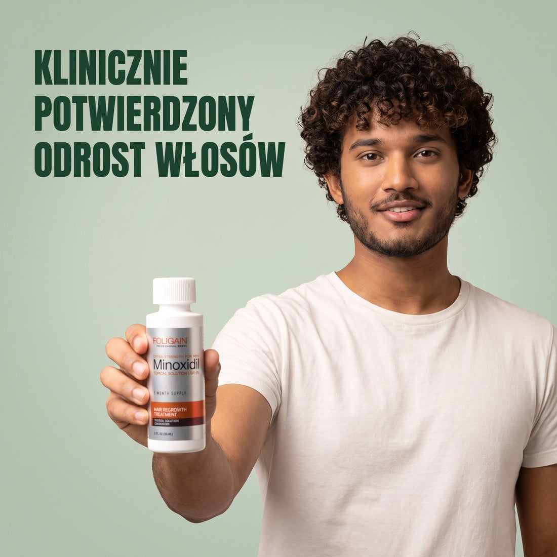 Foligain Minoxidil Lotion 5% for Men 3-month supply box with three 60 ml bottles and dropper