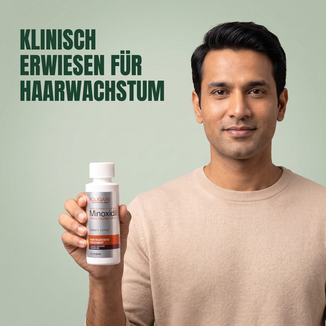 Foligain Minoxidil Lösung 5% für Männer - 9-Monatsvorrat — Produktverpackung vor weißem Hintergrund