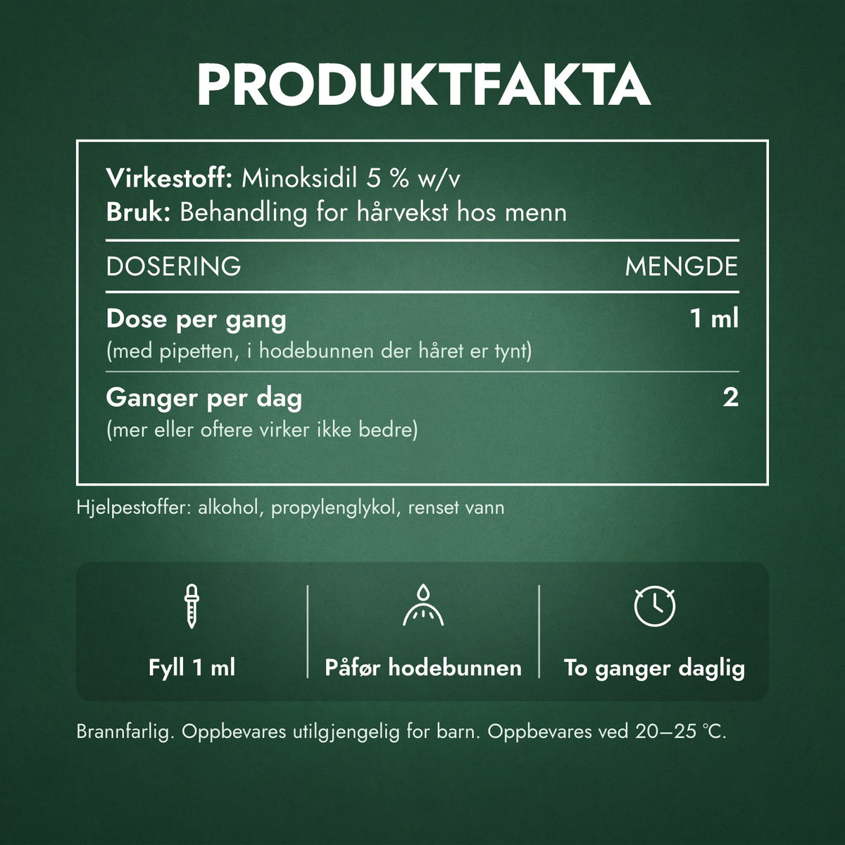Produktfakta: Foligain minoksidil 5 % for menn